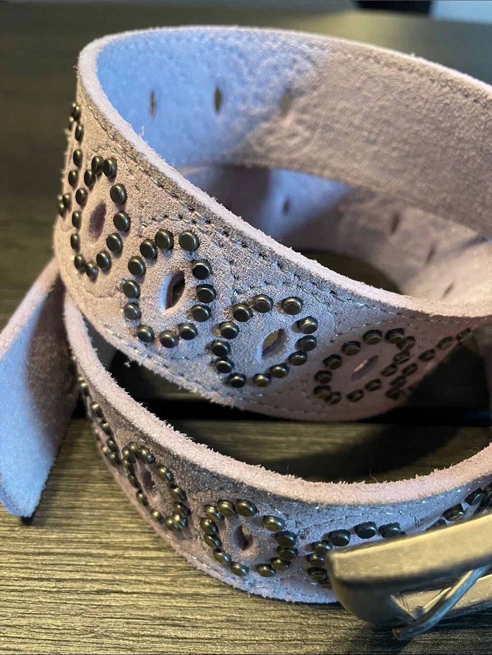 Women's Studded Suede Belt - Pink